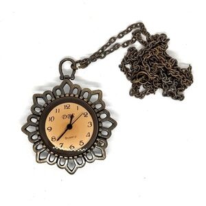 Bronze Sunflower Ladies Watch Pendant with Fresh Battery Item #1063